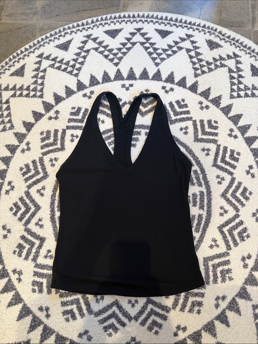 Athleta Black Ribbed V-Neck Racerback Tank
